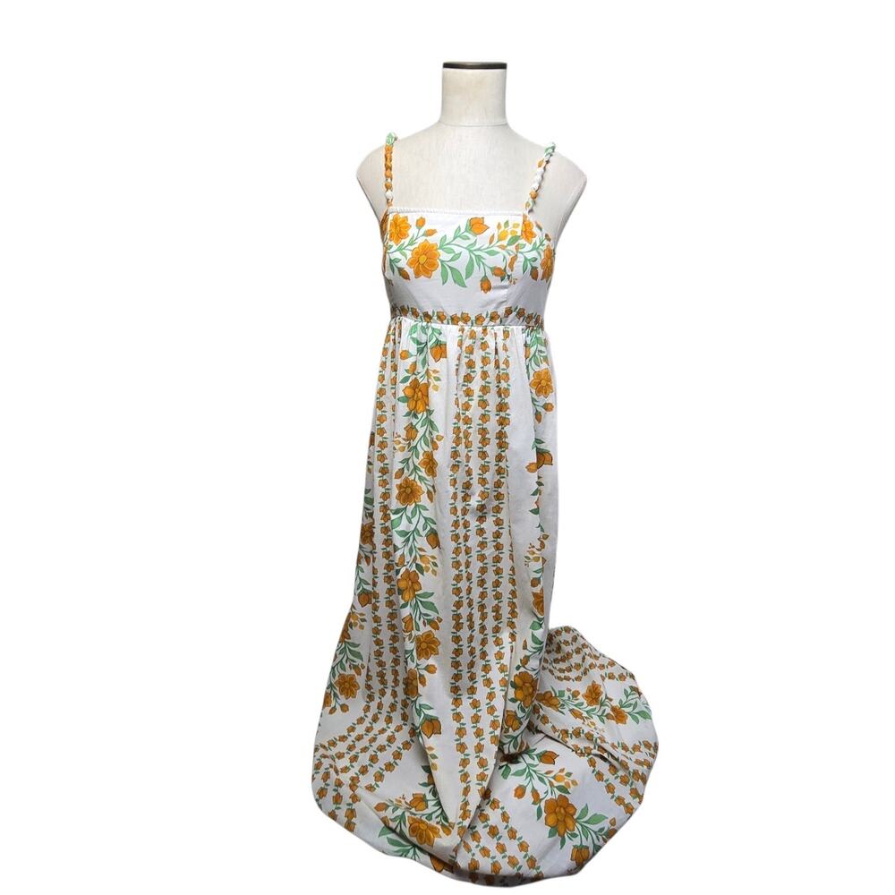 Indigo Rose Floral Sundress Bohemian Inspired Small Multi-color